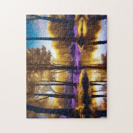 Gouden herfst bos rust legpuzzel (Verticaal)