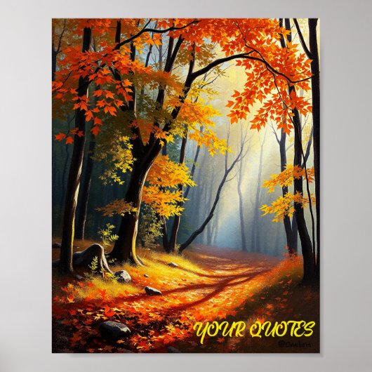Gouden Herfst Bospad Poster (Voorkant)