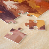 Gouden herfst bospad warme aquarel blad legpuzzel (Zijkant)