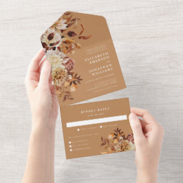 Gouden herfst bruiloft alles-in-één uitnodiging