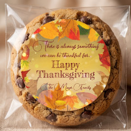 Gouden herfst dankzegging familie favoriet ronde sticker