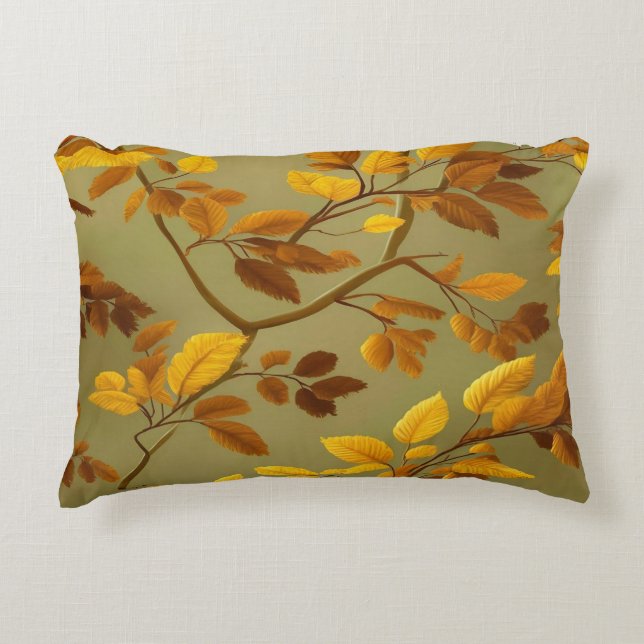 Gouden herfst: een naadloos 3D-bladpatroon Accent Kussen (Voorkant)