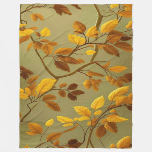 Gouden herfst: een naadloos 3D-bladpatroon Fleece Deken