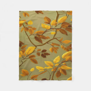 "Gouden Herfst: Een Naadloos 3D Bladpatroon Fleece Deken