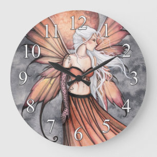 Gouden Herfst Fee Fantasie Kunst Wandklok