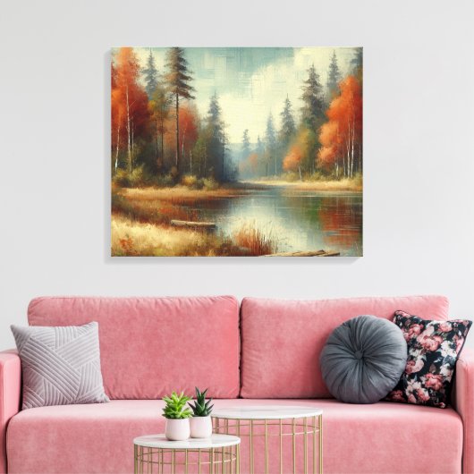 Gouden Herfst Forest Reflections Canvas Afdruk (Insitu (Woonkamer))