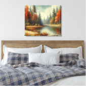 Gouden Herfst Forest Reflections Canvas Afdruk (Insitu (Slaapkamer))