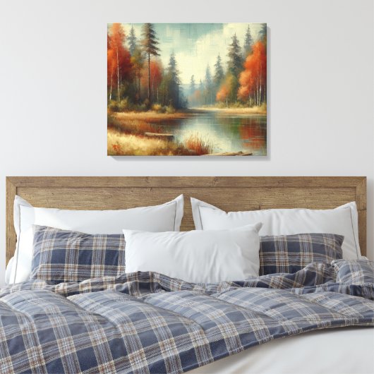 Gouden Herfst Forest Reflections Canvas Afdruk (Insitu (Slaapkamer))
