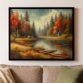 Gouden Herfst Forest Reflections Canvas Afdruk