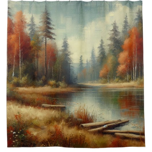 Gouden Herfst Forest Reflections Douchegordijn (Voorkant)