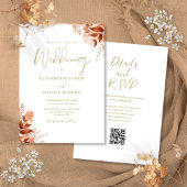 Gouden Herfst Herfst Bloemen QR Code Bruiloft Kaart
