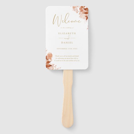 Gouden herfst Herfst bloemenbruiloft programma Handwaaier (Voorkant)