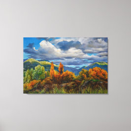 Gouden herfst in de bergen canvas afdruk