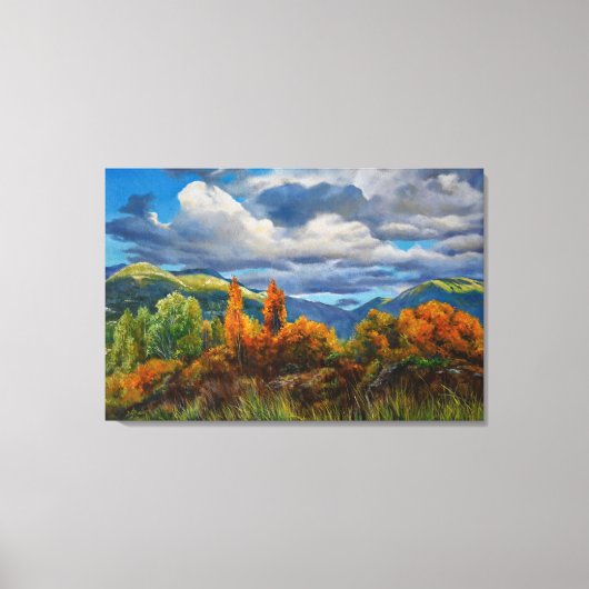 Gouden herfst in de bergen canvas afdruk (Voorkant)