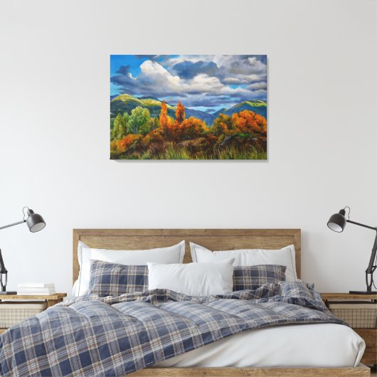 Gouden herfst in de bergen canvas afdruk (Insitu (Slaapkamer))