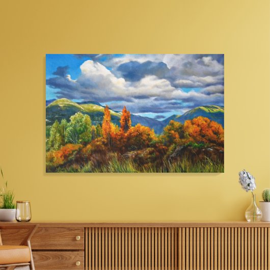Gouden herfst in de bergen canvas afdruk (Insitu (Woonkamer))