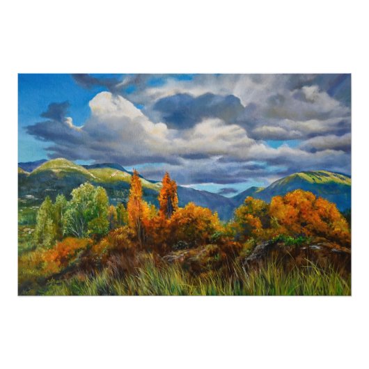 Gouden herfst in de bergen foto afdruk (Voorkant)