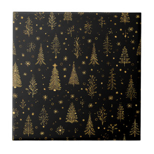 Gouden Herfst Kerst Botanisch Patroon (2) Tegeltje
