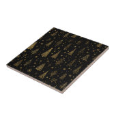 Gouden Herfst Kerst Botanisch Patroon (2) Tegeltje (Zijkant)