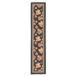 Gouden Herfst Maple Bladeren Zwart Korte Tafelloper