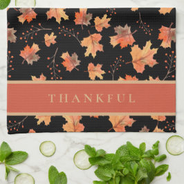 Gouden Herfst Maple Leaves Custom Black Theedoek
