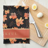 Gouden Herfst Maple Leaves Custom Black Theedoek (Quarter Fold)
