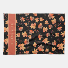 Gouden Herfst Maple Leaves Custom Black Theedoek