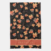 Gouden Herfst Maple Leaves Custom Black Theedoek (Verticaal)