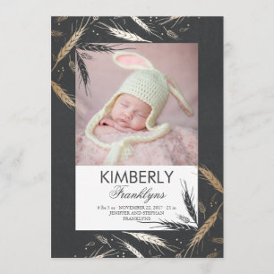 Gouden Herfst Nieuwe Geboorte Aankondiging Baby Fo