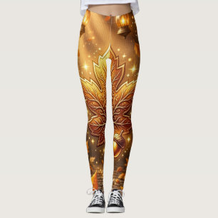 Gouden Herfst Overvloed • Stralend Blad & Eikel Ge Leggings