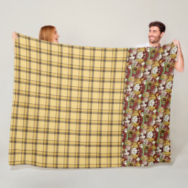 GOUDEN HERFST PLAID PATROON MET STAARTBAK GEZICHTE FLEECE DEKEN