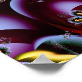 Gouden Herfst Psychedelische Spiraal Fractale Kuns Poster (Hoek)