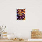 Gouden Herfst Psychedelische Spiraal Fractale Kuns Poster (Keuken)