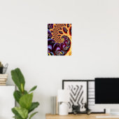 Gouden Herfst Psychedelische Spiraal Fractale Kuns Poster (Thuiskantoor)