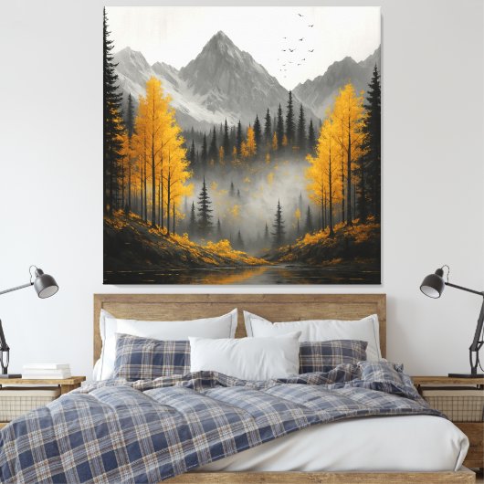 Gouden Herfst Reflecties Canvas Afdruk (Insitu (Slaapkamer))