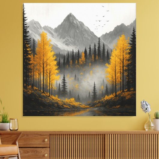 Gouden Herfst Reflecties Canvas Afdruk (Insitu (Woonkamer))