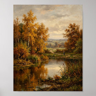 Gouden Herfst Vijver Landschap I Poster