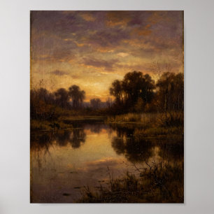 Gouden Herfst Vijver Landschap II Poster