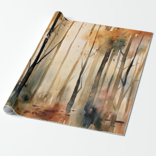 Gouden Herfst Waterverf Bos Bosland Patroon Cadeaupapier