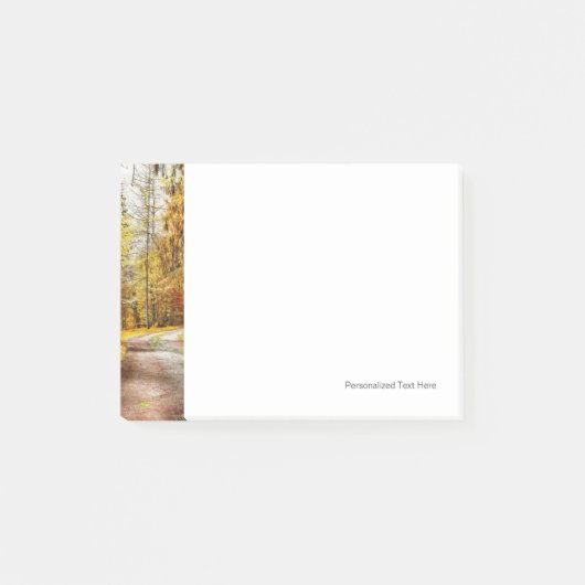 Gouden herfst, weg in bos post-it® notes (Voorkant)
