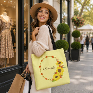 Gouden Herfst Wilde Bloemenkrans Tote Bag