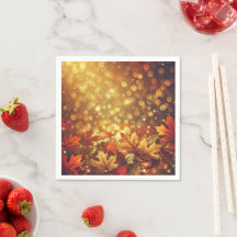 Gouden herfstbladeren Bokeh Découpage servetten