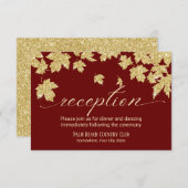Gouden herfstbladeren Bourgondië herfst bruiloftsr Kaart (Voorkant / Achterkant)