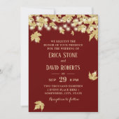 Gouden herfstbladeren Bourgondië Rode herfsttrouw Kaart (Voorkant)