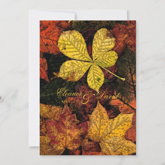 gouden herfstbladeren bruiloft kaart (Voorkant)