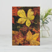 gouden herfstbladeren bruiloft kaart (Staand voorkant)