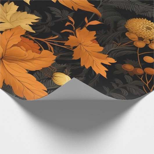 gouden herfstbladeren cadeaupapier (Hoek)