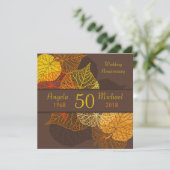 Gouden herfstbladeren Huwelijksjubileum Kaart (Staand voorkant)