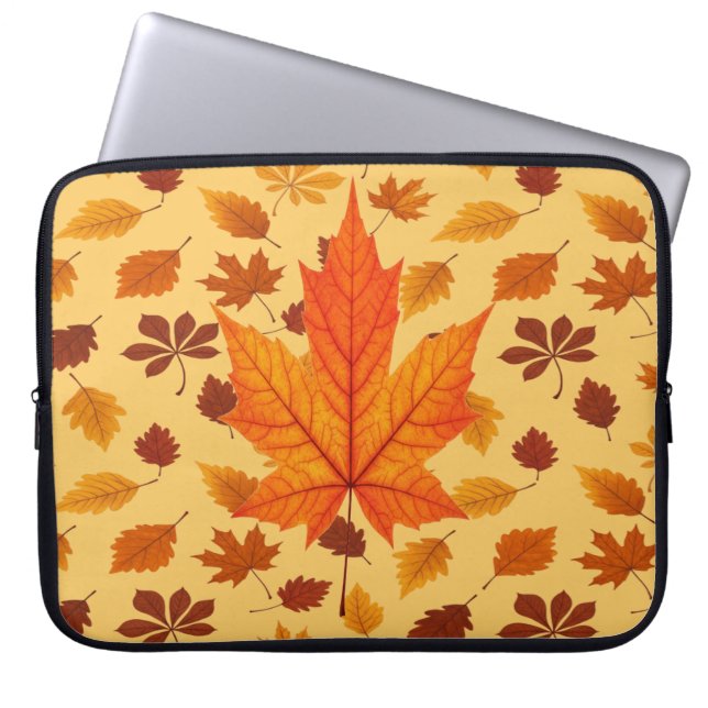 Gouden herfstbladeren laptop sleeve (Voorkant)