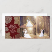 Gouden Herfstbladeren Trouwfoto Bedankt (Voorkant / Achterkant)